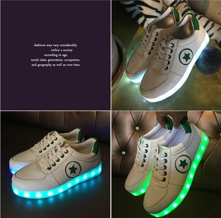 Green Casual Star LED Shoes Import - Unisex Adult