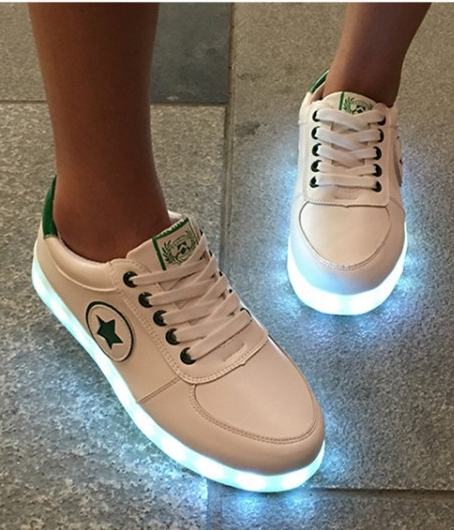 Green Casual Star LED Shoes Import - Unisex Adult