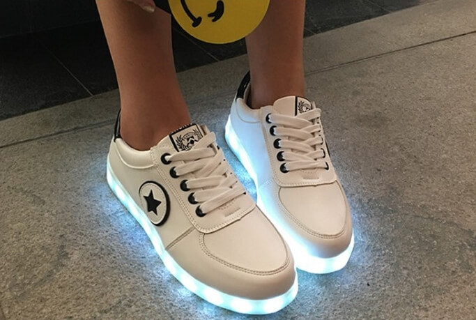 Black Casual Star LED Shoes Import - Unisex Adult