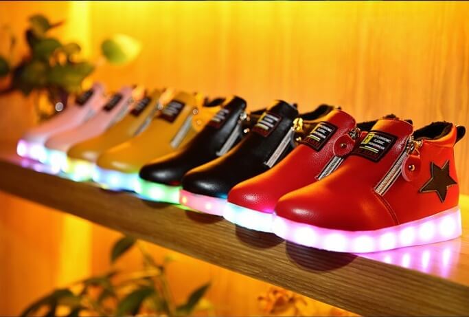 Yellow Casual Semi Boot LED Shoes - Kids