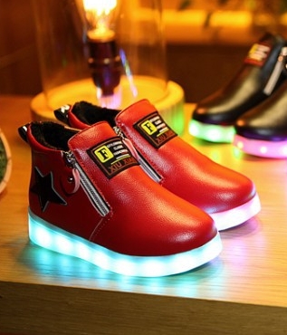 Yellow Casual Semi Boot LED Shoes - Kids