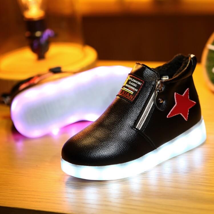 Black Casual Semi Boot LED Shoes - Kids