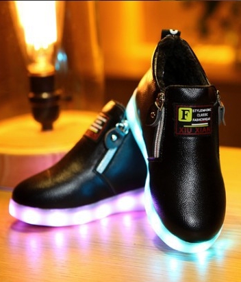 Black Casual Semi Boot LED Shoes - Kids