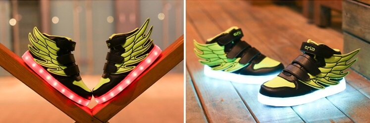 Green Angel Wing LED Boots IOS & Android - ALL AGE