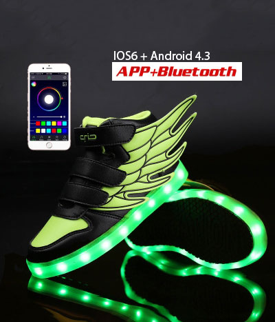 Green Angel Wing LED Boots IOS & Android - ALL AGE