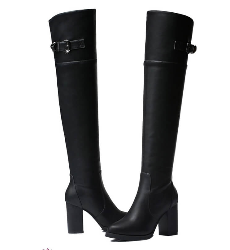 Black High Heel Knee Boots Centenary Original