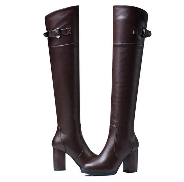 Brown High Heel Knee Boots Centenary Original