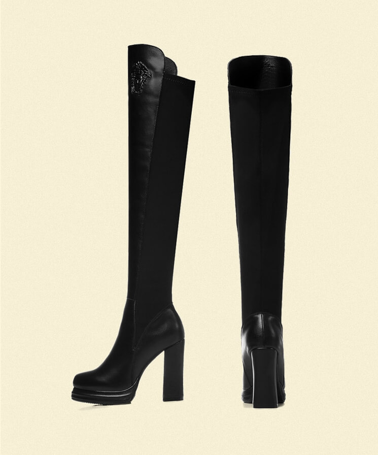 Black High Heel Knee Boots GucciHeaven Original