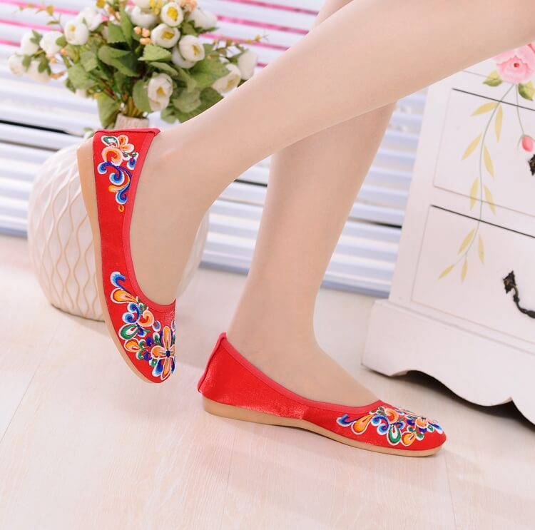 Red Ethnic Retro Casual Shoes Import