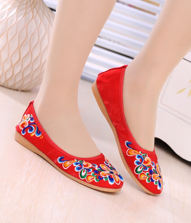 Red Ethnic Retro Casual Shoes Import