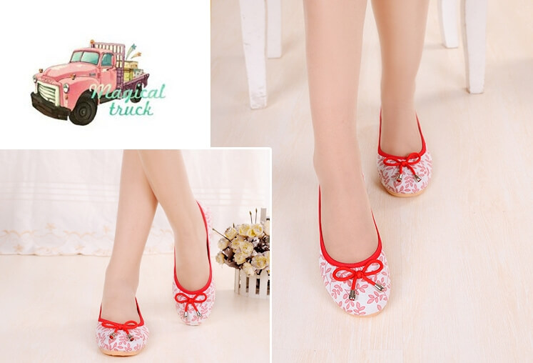 Red Retro Casual Shoes Import