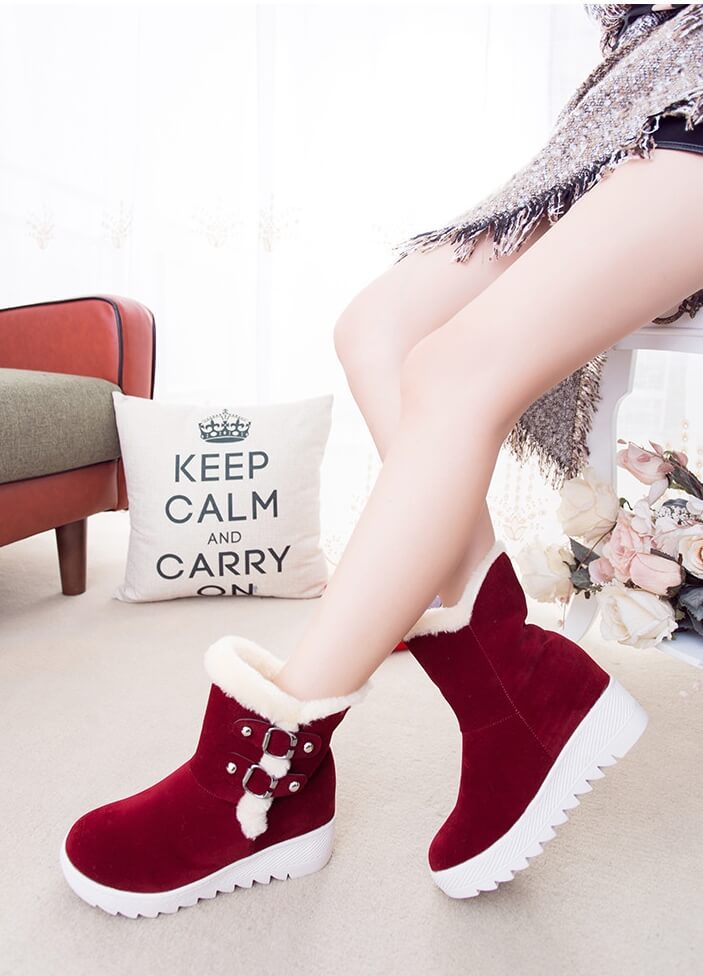 Red Suede Fashion Boots Import