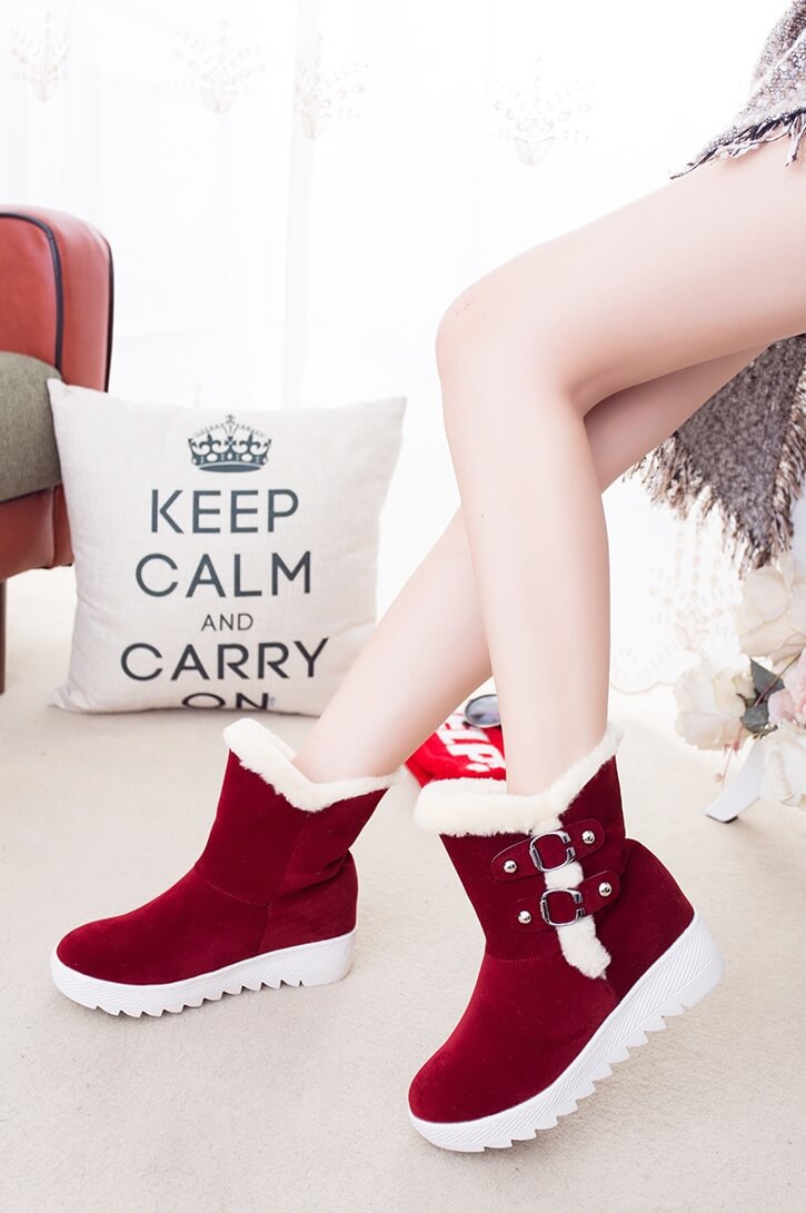 Red Suede Fashion Boots Import