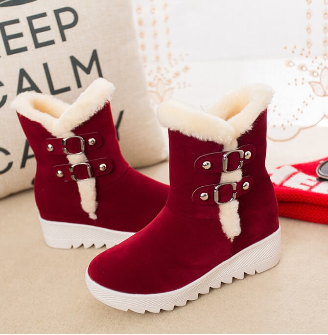 Red Suede Fashion Boots Import