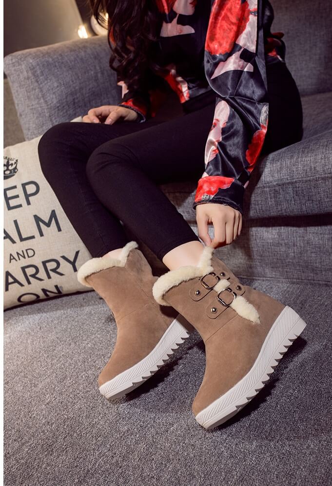 Beige Suede Fashion Boots Import