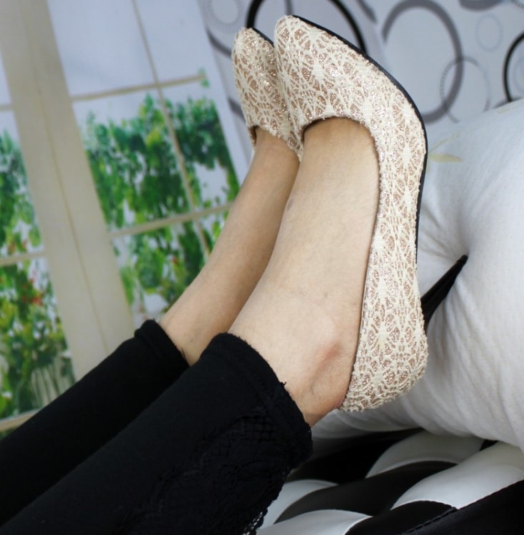 Beige High Heel Bridal Shoes Korea