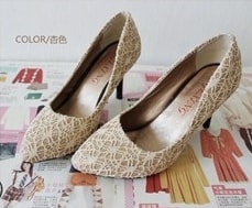 Beige High Heel Bridal Shoes Korea