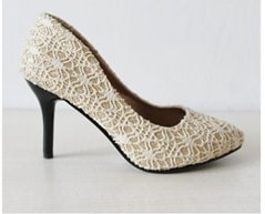 Beige High Heel Bridal Shoes Korea