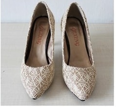 Beige High Heel Bridal Shoes Korea