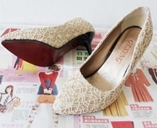 Beige High Heel Bridal Shoes Korea