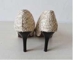 Beige High Heel Bridal Shoes Korea