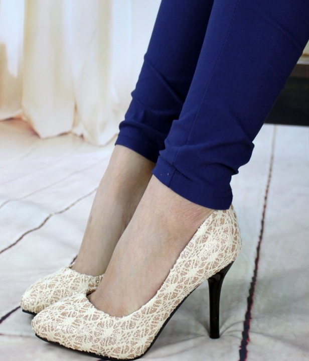 Beige High Heel Bridal Shoes Korea