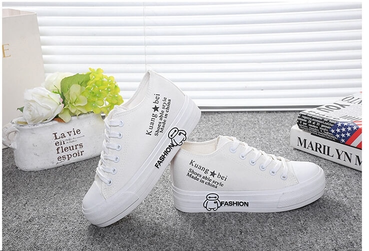 White Cartoon Canvas Shoes Import