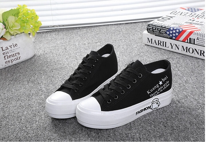 Black Cartoon Canvas Shoes Import