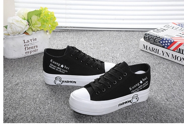 Black Cartoon Canvas Shoes Import