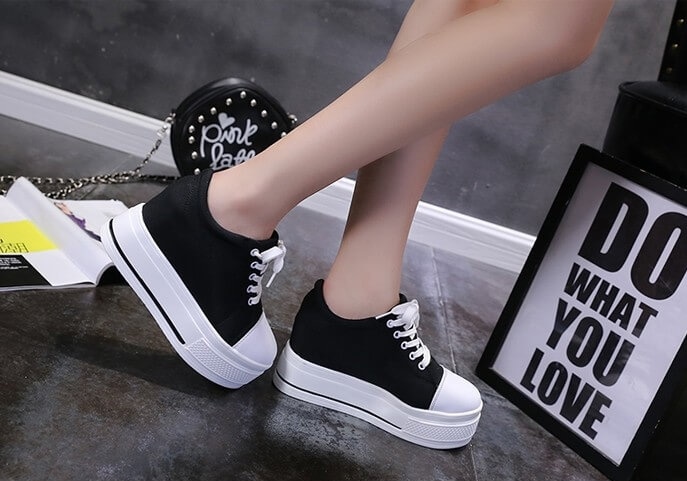 Black Minimalist Casual Canvas Shoes Import