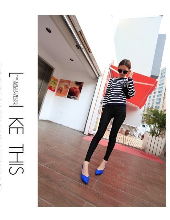 Blue Korea High Heel Suede Shoes