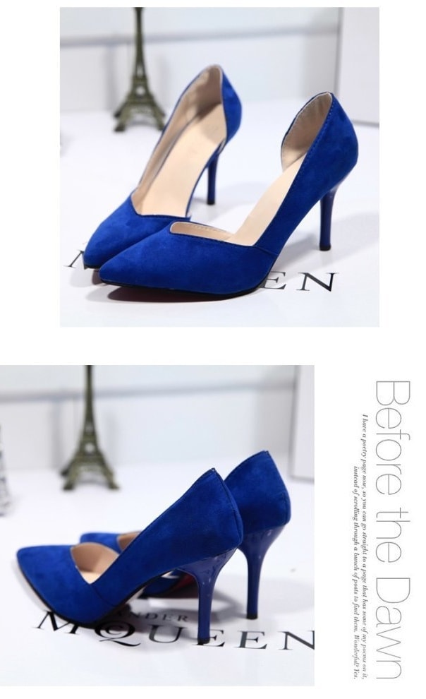 Blue Korea High Heel Suede Shoes