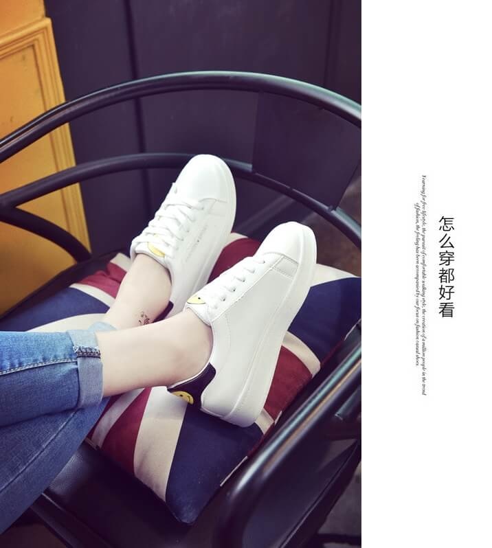 Black Casual Smiley Lace Shoes