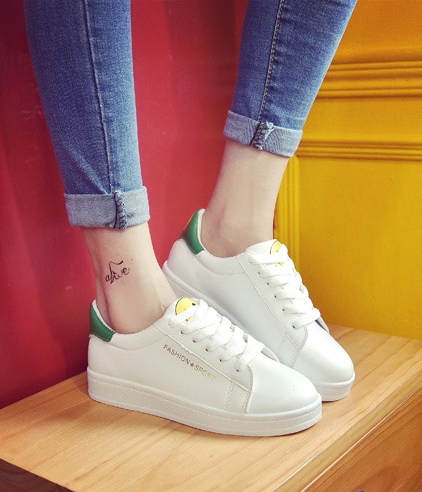 Green Casual Smiley Lace Shoes