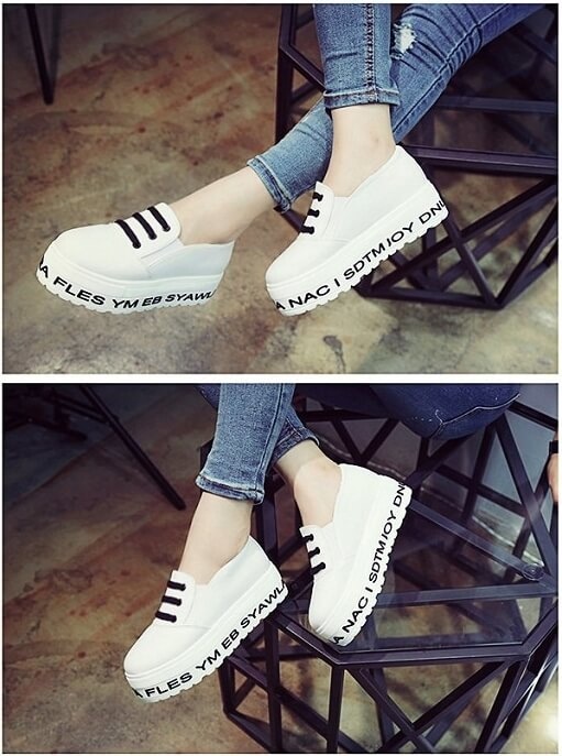 White Casual Three Stripe Shoes Import