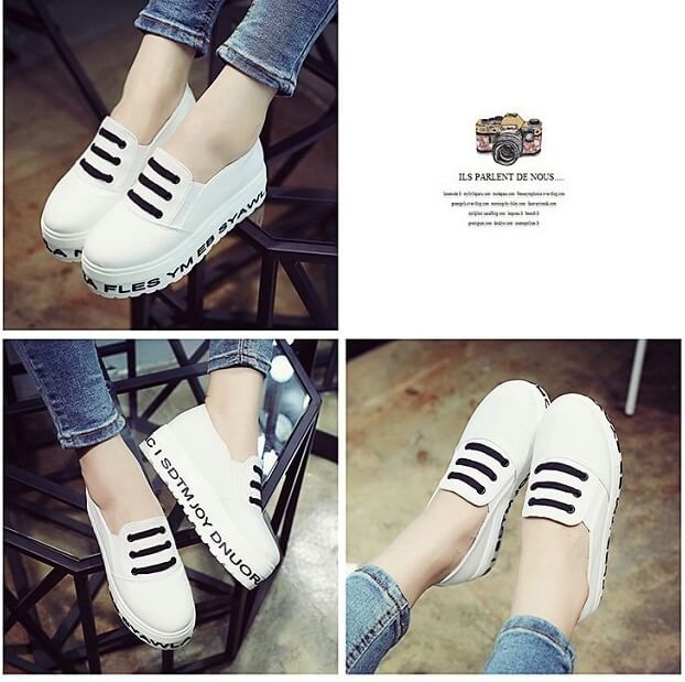 White Casual Three Stripe Shoes Import