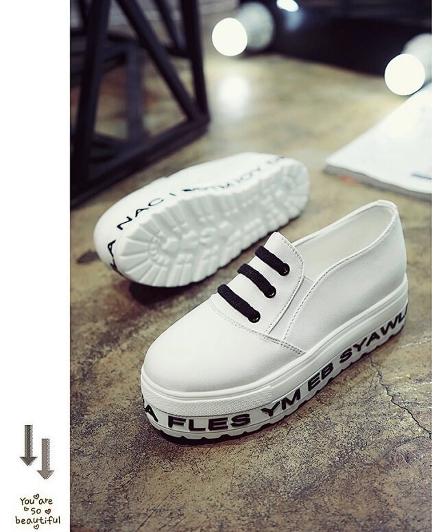 White Casual Three Stripe Shoes Import