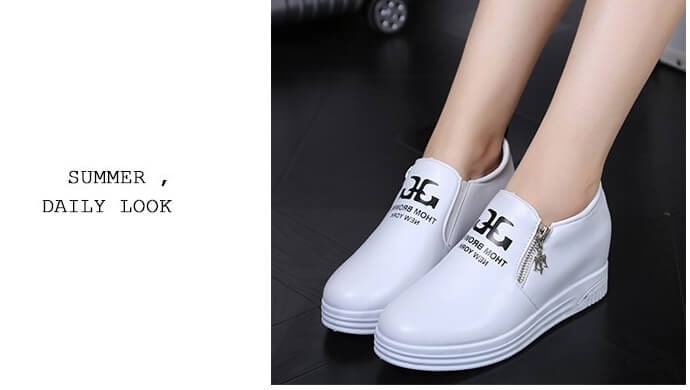 White Casual Low Heel Shoes Import