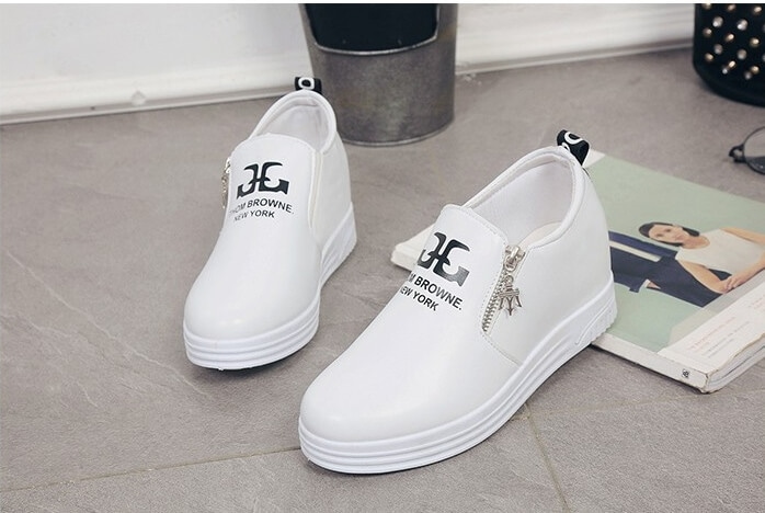 White Casual Low Heel Shoes Import