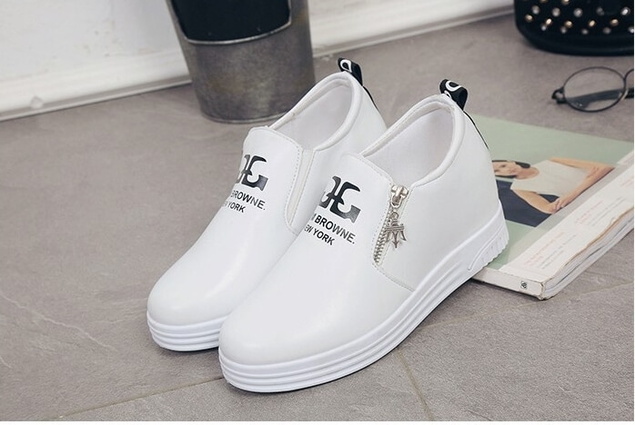 White Casual Low Heel Shoes Import