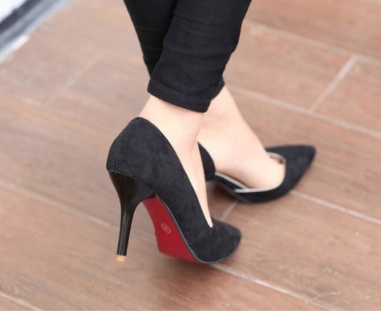 Black Korea High Heel Suede Shoes