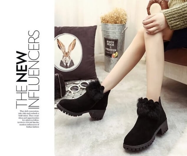 Black Low Heel Martin Boots Import