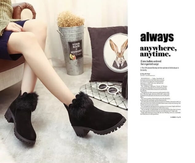 Black Low Heel Martin Boots Import