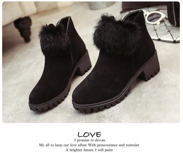 Black Low Heel Martin Boots Import