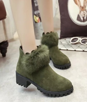 Green Low Heel Martin Boots Import