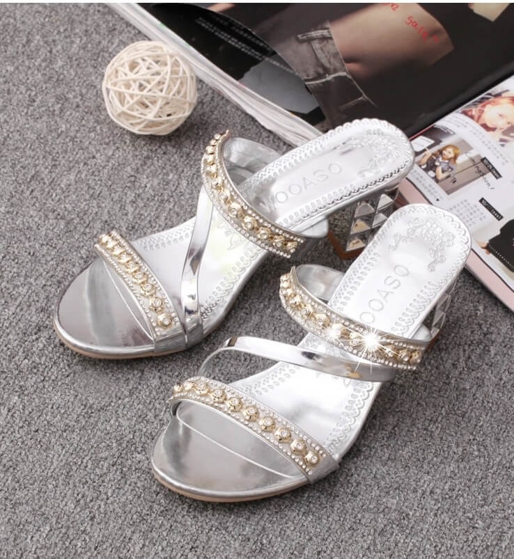 Silver Elegant Jewel Sandals Import