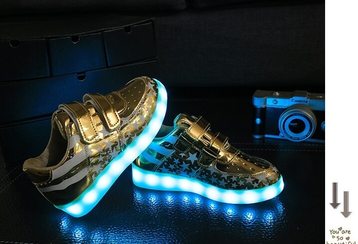 Gold Chrome Star LED Shoes - Kids