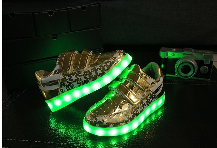 Gold Chrome Star LED Shoes - Kids