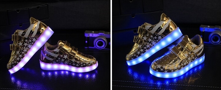 Gold Chrome Star LED Shoes - Kids