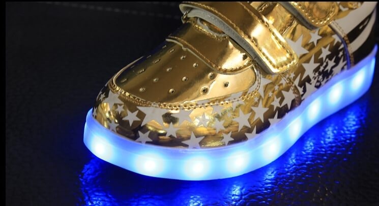 Gold Chrome Star LED Shoes - Kids